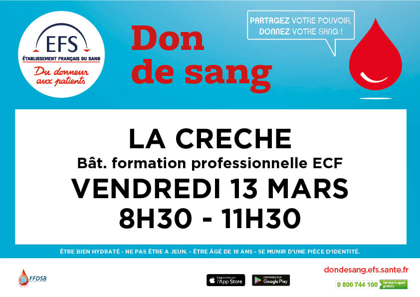 13 mars 2020&nbsp;: Atlansèvre entreprises organise un Don de sang